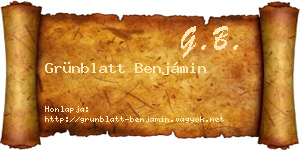 Grünblatt Benjámin névjegykártya